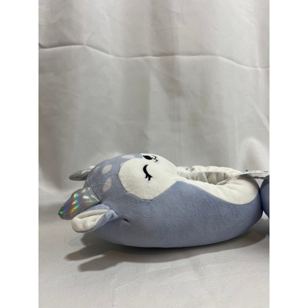 Squishmallows Blue Deer Plush Slippers Kids Size 4/5 Shimmer Antlers Snowflake - Picture 4 of 5